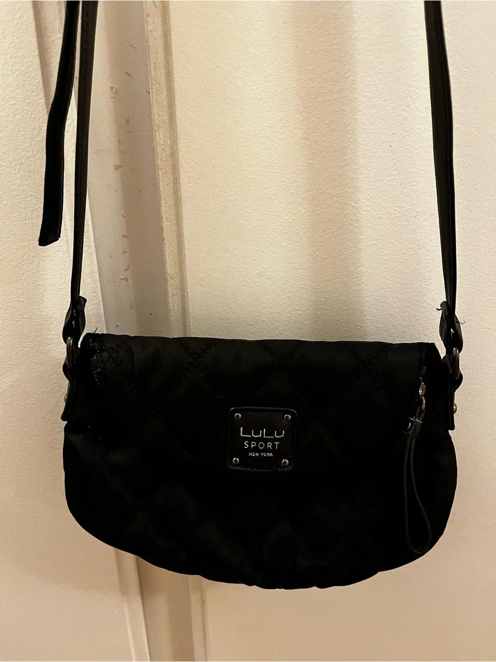 LuLu Sport New York Black Quilted Crossbody Bag